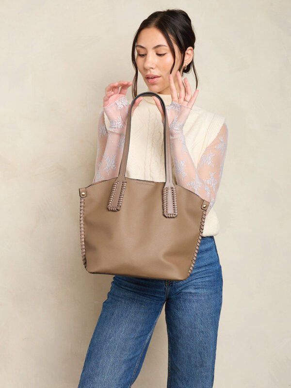 Micah Vegan Whipstitch Tote - Image 5